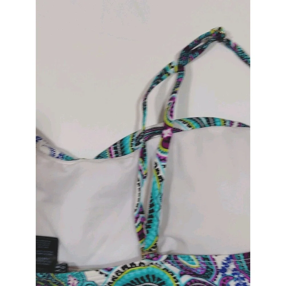 Anne Cole Collection 1 Piece Swimwear Tankini Blue Paisley Adjustable Strap 16